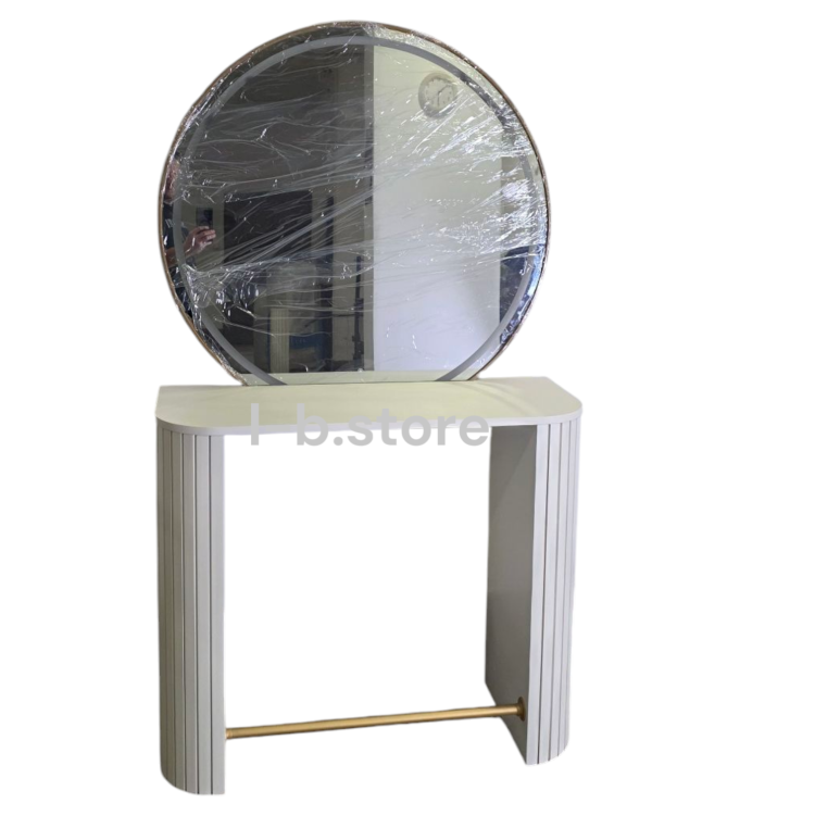 Biała konsola fryzjerska z lustrem