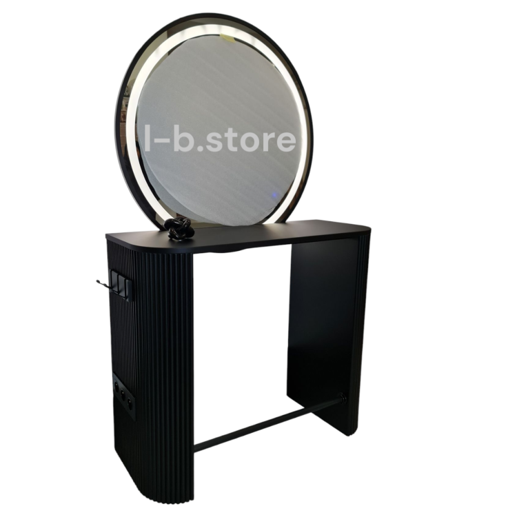 Zaokrąglona konsola fryzjerska z lustrem